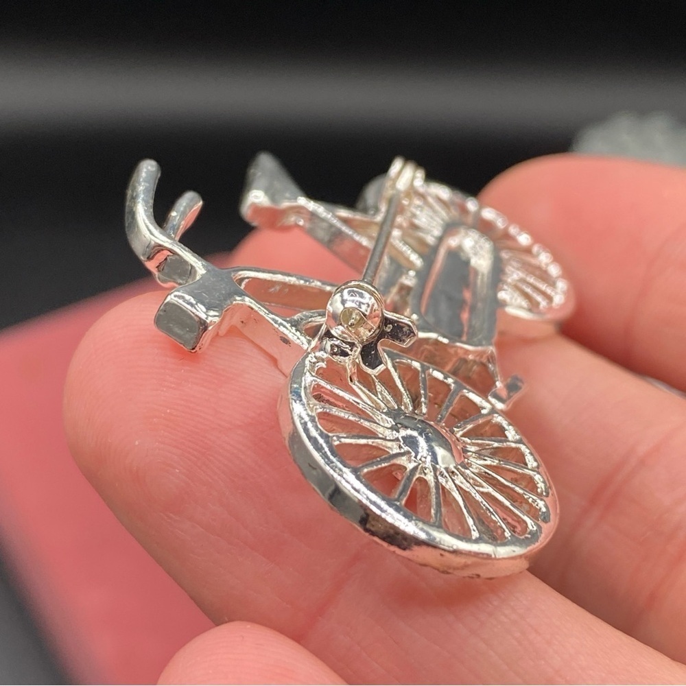 Pave Crystal Rhinestone Silver Tone Dutch Amsterdam Bicycle Pin - Picture 9 of 11